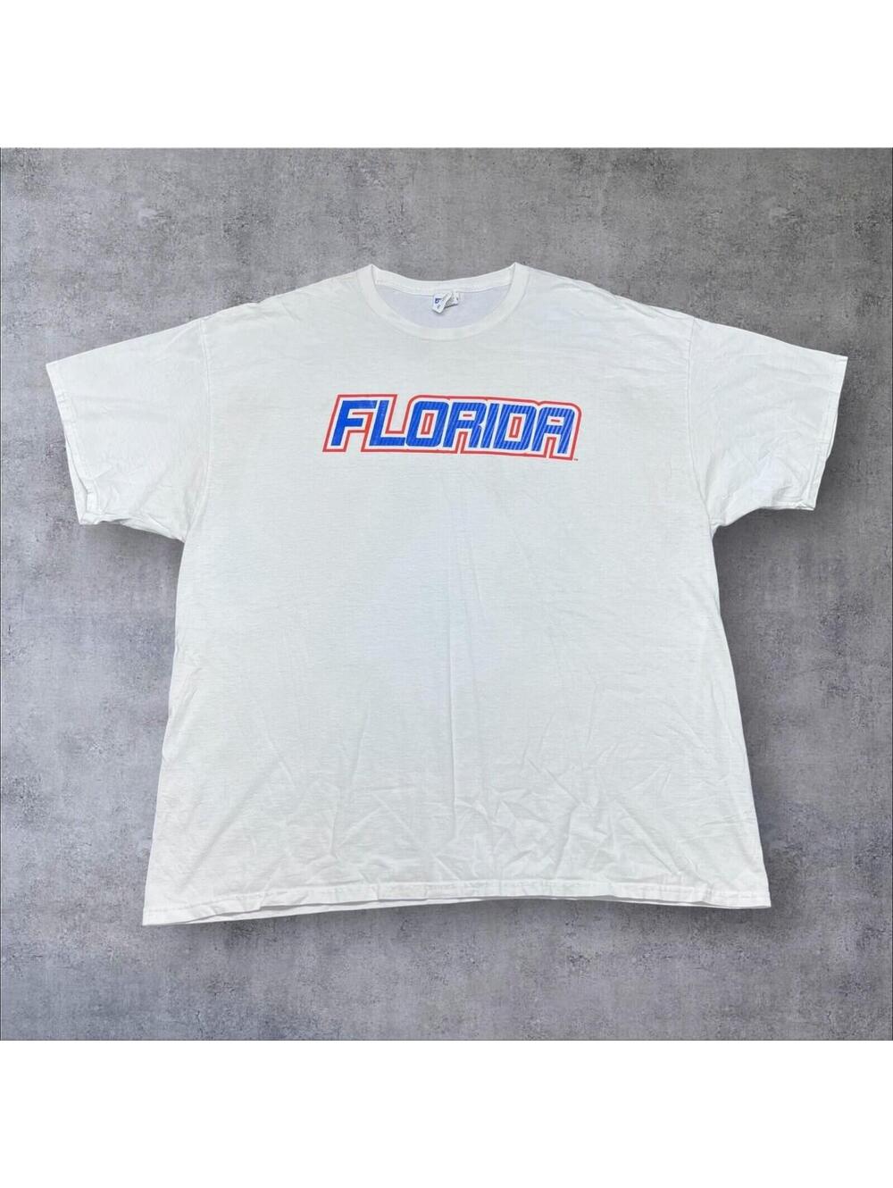 Vintage Y2K University Of Florida Gators Spell Out Jerzees Tag White Tee Sz XXL
